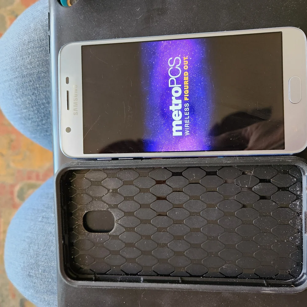 Samsung Silver Smartphone with Black Case